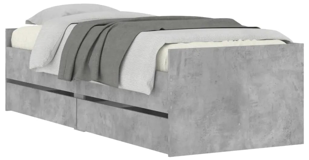 Estrutura de cama com gavetas 100x200 cm cinzento-cimento
