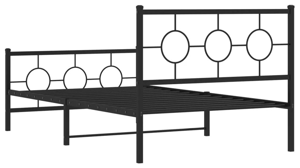 Estrutura de cama com cabeceira e pés 107x203 cm metal preto