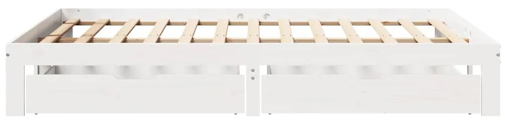 Estrutura de cama com gavetas 120x190 cm pinho maciço branco