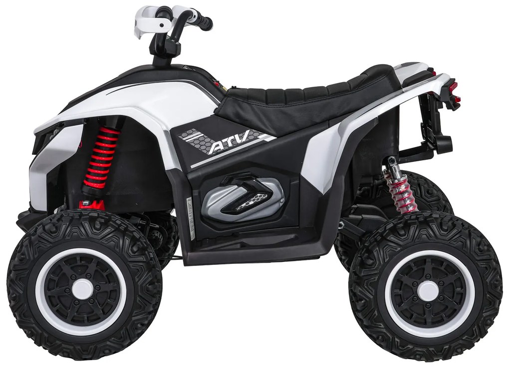 Moto 4 elétrica para crianças 12V 4x4 Fast Wheel, Controle remoto, Rodas Espuma EVA, assento couro ecológico Branca