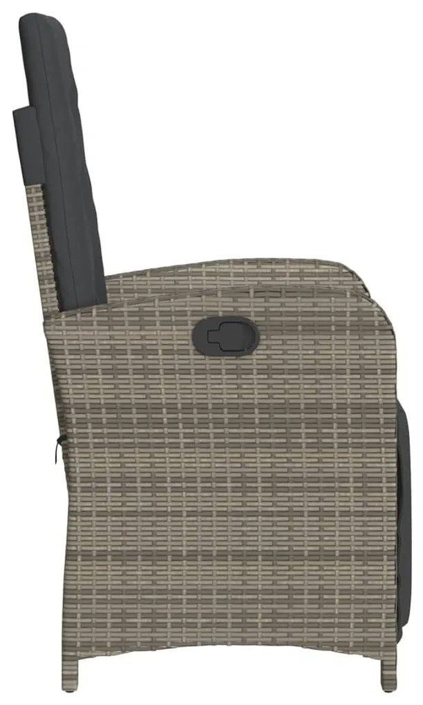 Cadeiras jardim reclináveis 2 pcs c/ apoio de pés vime PE cinza