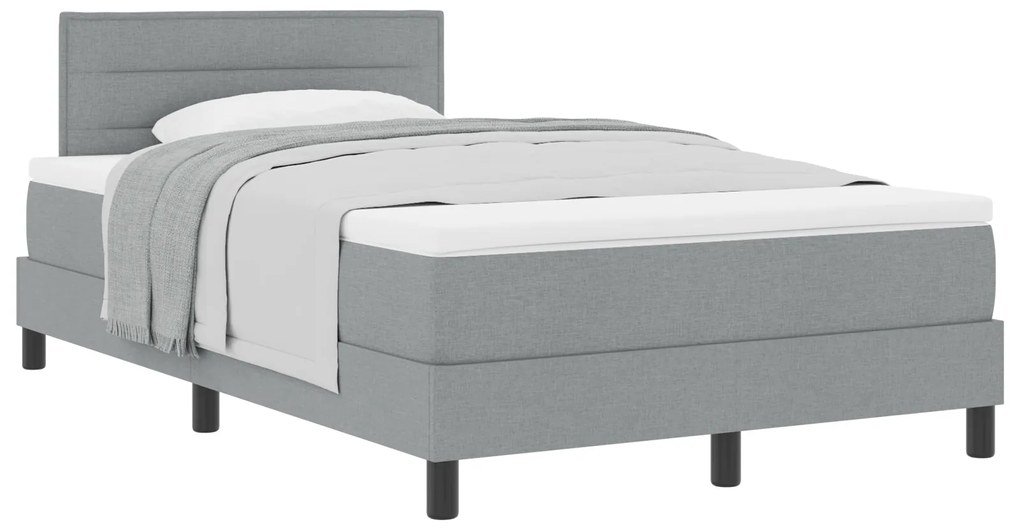 Cama Box Spring com Colchão Cinza Claro 120x190 cm Tecido
