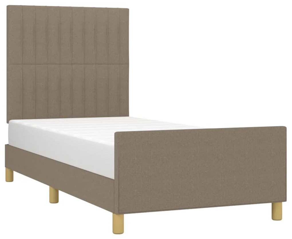 Estrutura cama cabeceira 90x190 cm tecido castanho-acinzentado