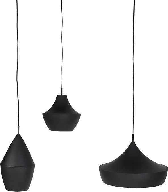 Conjunto de 3 Pendentes Inteligentes Preto com Dourado incl. Wifi A60 - Depeche