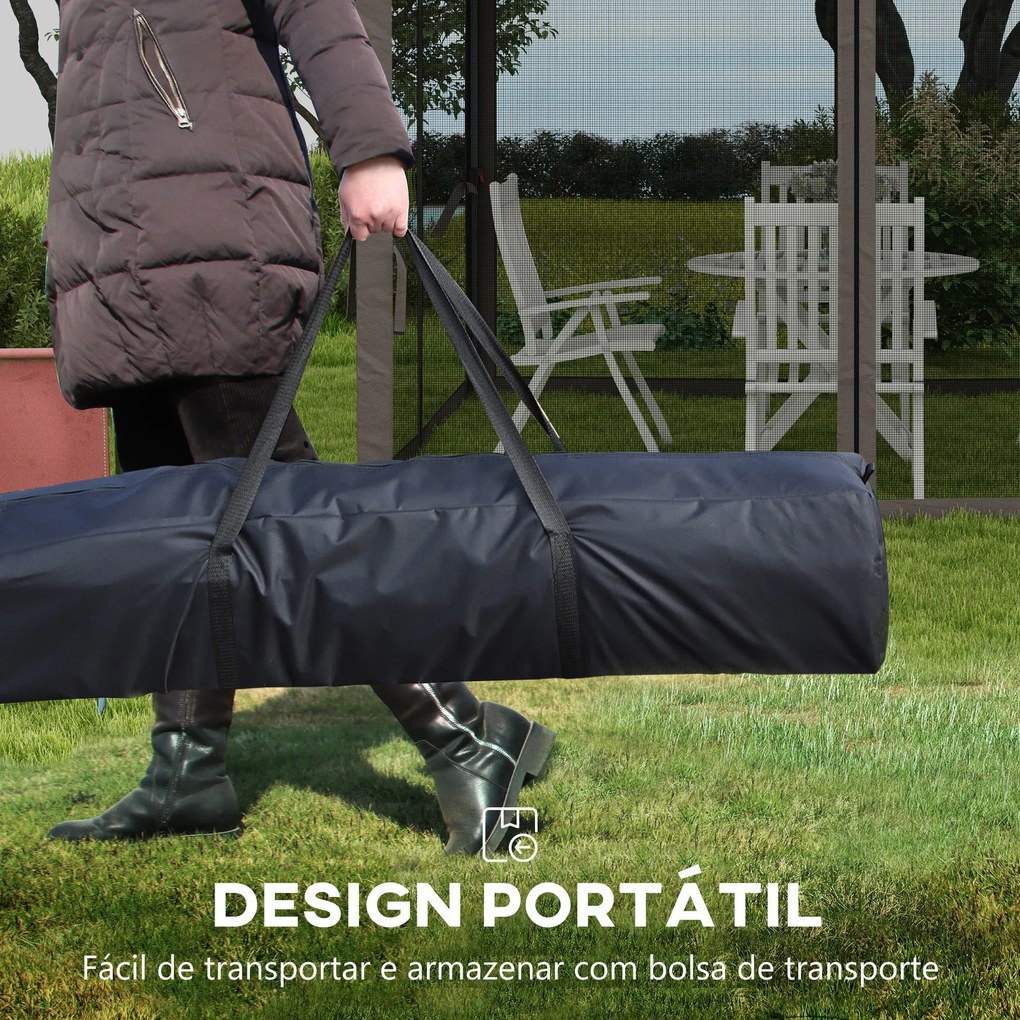 Tenda Dobrável Exterior 325x325x270 cm Tenda de Jardim com Teto Duplo