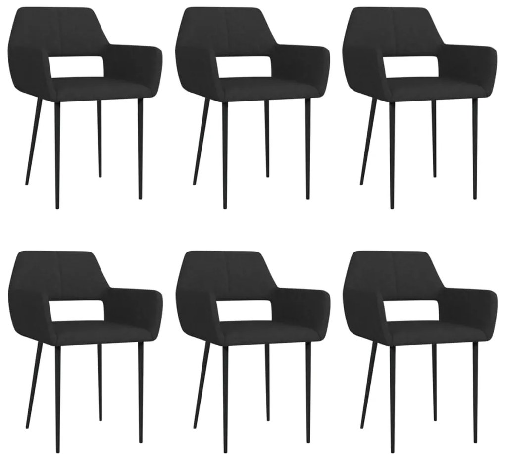 vidaXL Cadeiras de jantar 6 pcs tecido preto