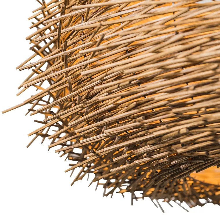 Candeeiro de suspensão rústico castanho em vime - Hatch 45