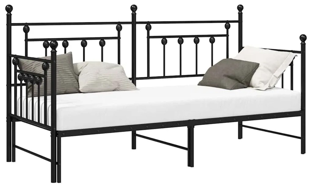 Estrutura de Daybed com Cama Auxiliar Preta 80x200 cm em Aço