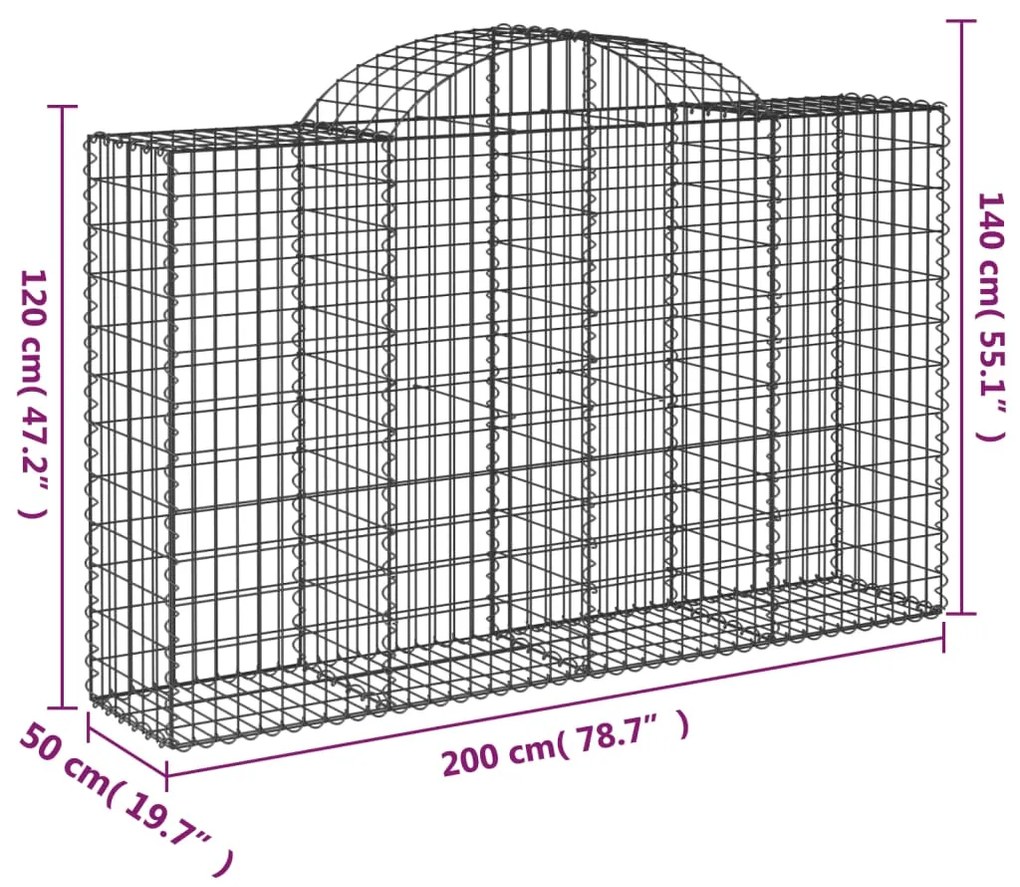 Cestos gabião arqueados 11pcs 200x50x120/140 ferro galvanizado