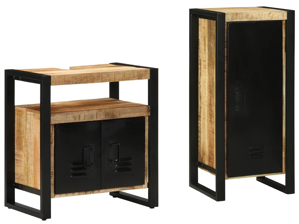 vidaXL Conjunto de Móveis para Banheiro 2 pcs Madeira de manga maciça