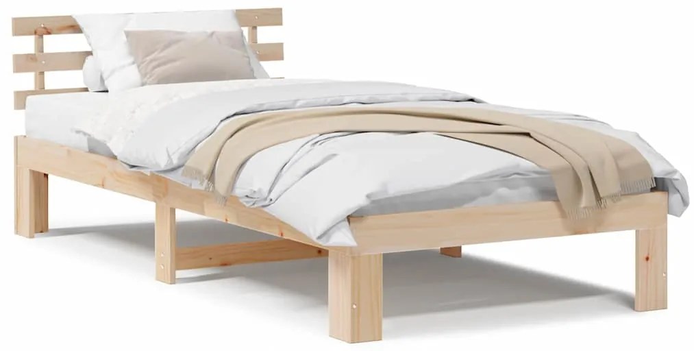 Estrutura de Cama de Madeira de Pinho Natural Madeira 75 x 190 cm