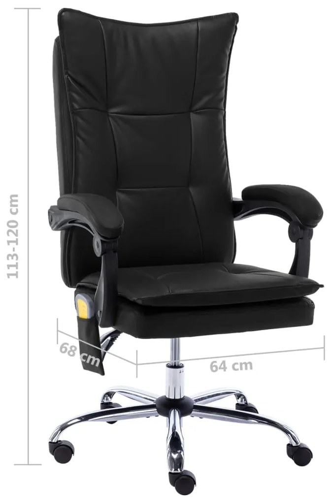 Cadeira de escritório c/ função massagem couro artificial preto