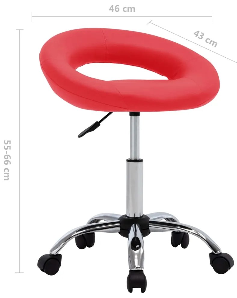 Cadeira de trabalho com rodas couro artificial vermelho