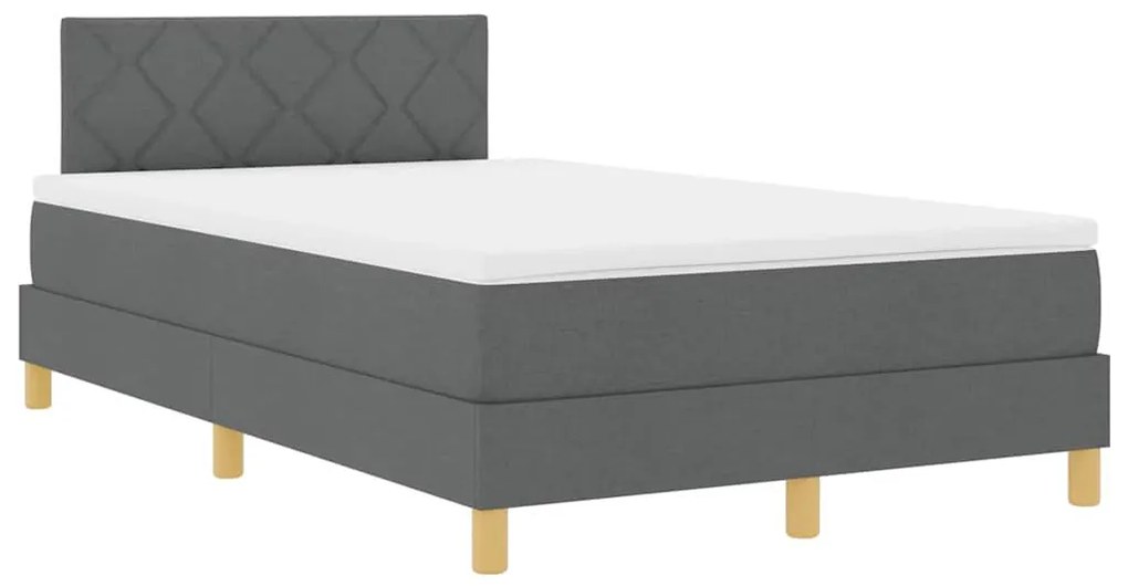 Cama Box com Colchão &amp; LED Cinza Escuro 120x190 cm Tecido