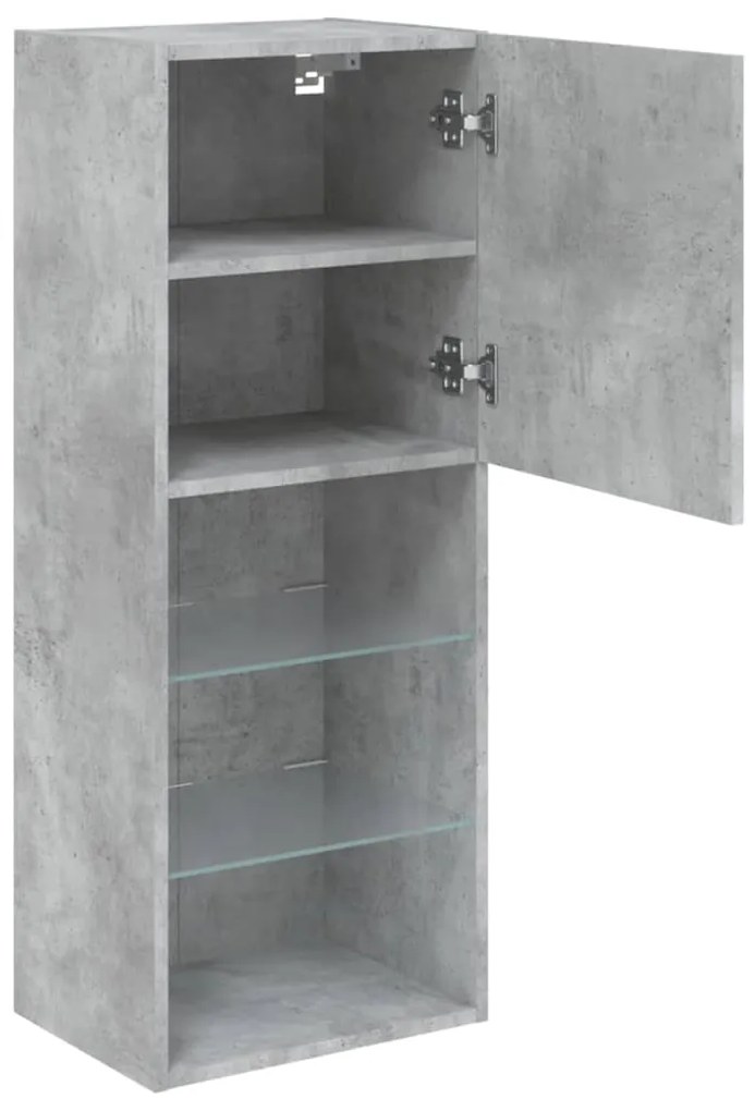 Móvel de TV com luzes LED 40,5x30x102 cm cinzento cimento