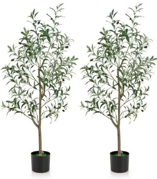 Pacote com 2 arbustos de cedro artificial em forma de lágrima de 90 cm, verde-escuro