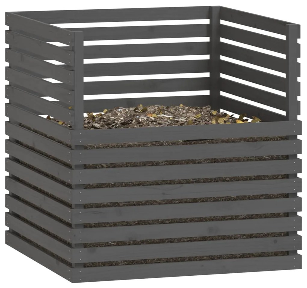 Caixa de compostagem 100x100x102 cm pinho maciço cinzento