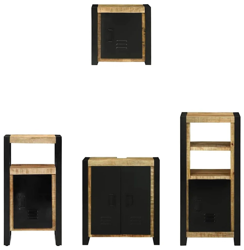Conjunto de Móveis para Banheiro 4 pcs Madeira de manga maciça