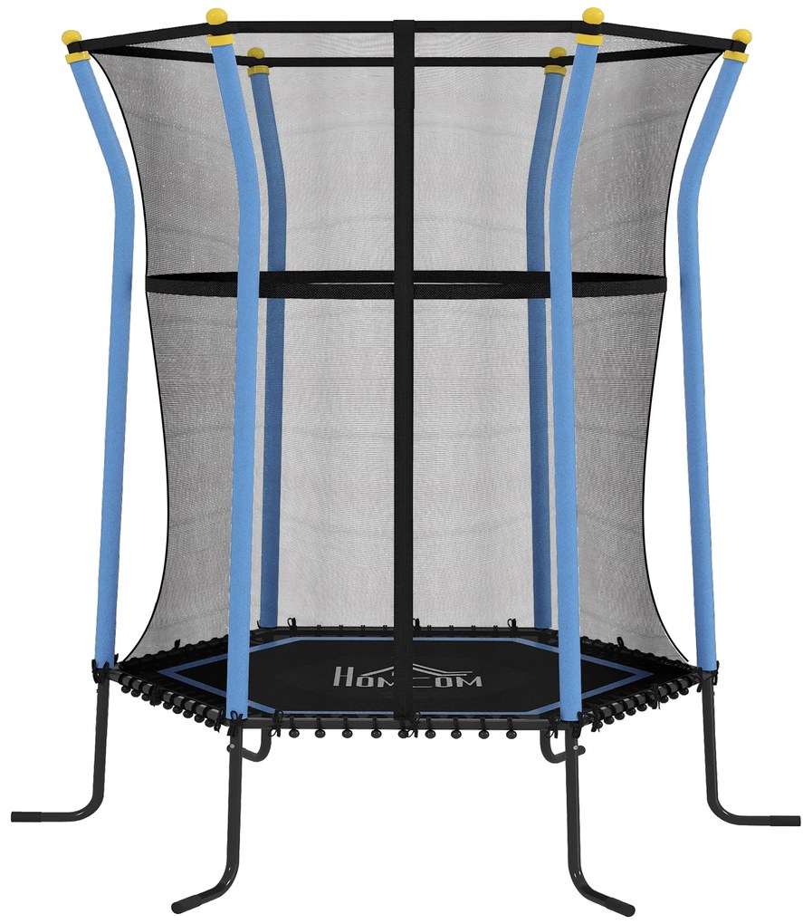 HOMCOM Trampolim para Crianças Cama Elástica Infantil com Rede de Segurança para Interiores e Exteriores Carga 50 kg Ø163,5x190 cm Azul
