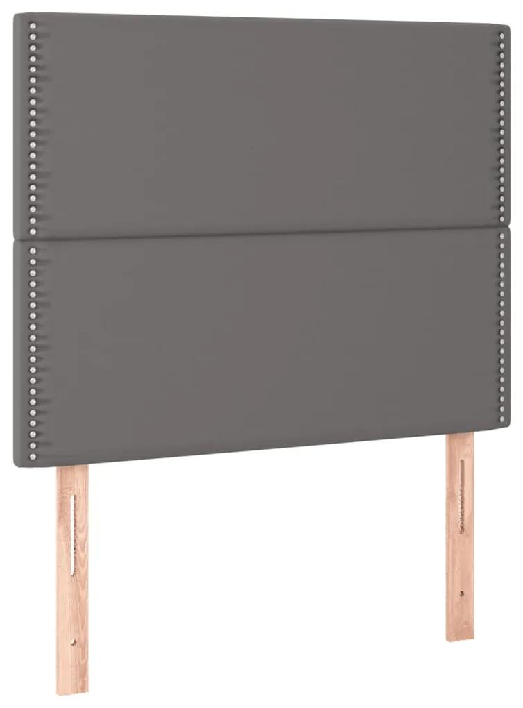 Cama com molas/colchão 80x200 cm couro artificial cinza