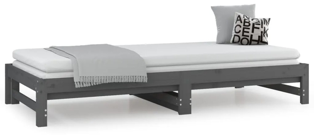 Sofá-cama de puxar 2x(80x200) cm pinho maciço cinza