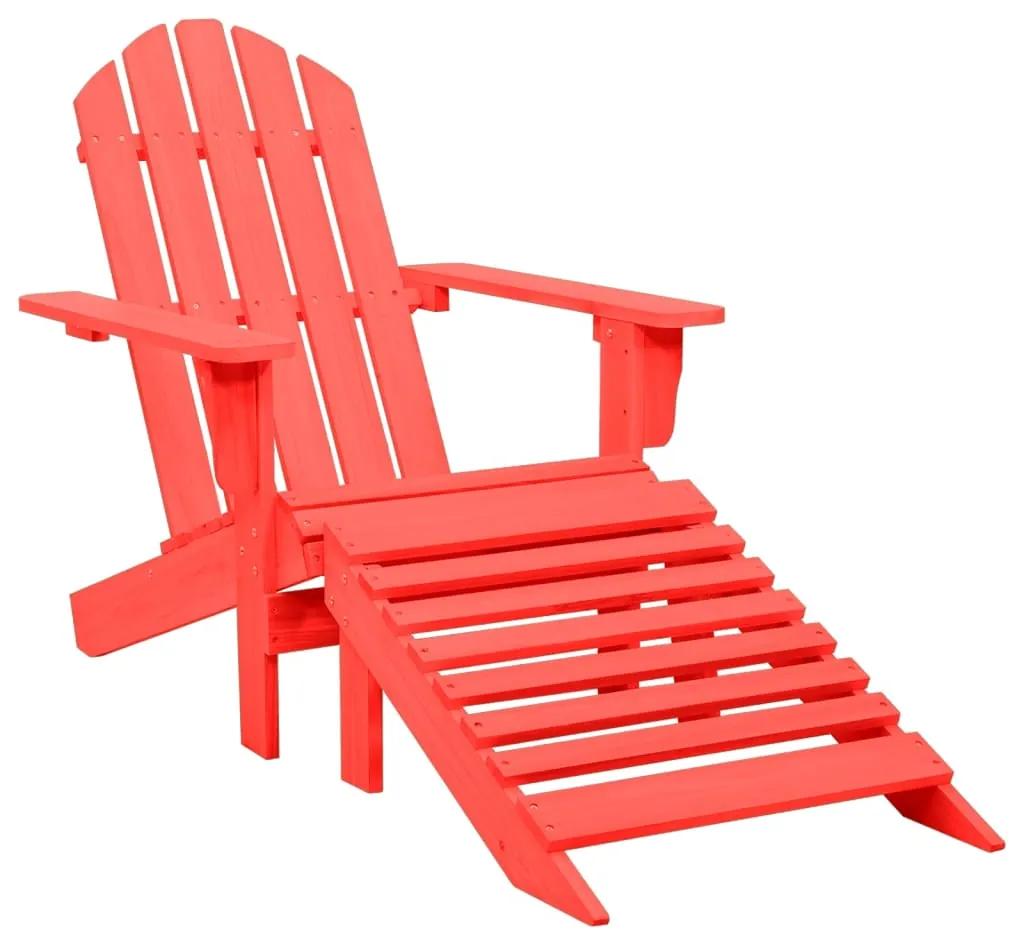 Cadeira de jardim Adirondack c/ otomano abeto maciço vermelho