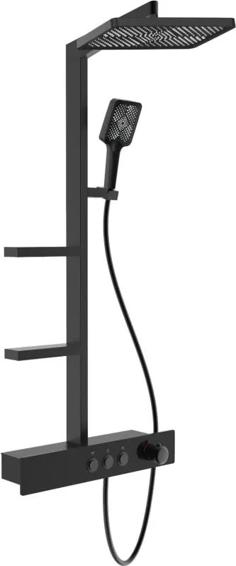 Mexen Saxx conjunto de chuveiro de superfície com chuveiro de teto e bateria, preto - 78102-70