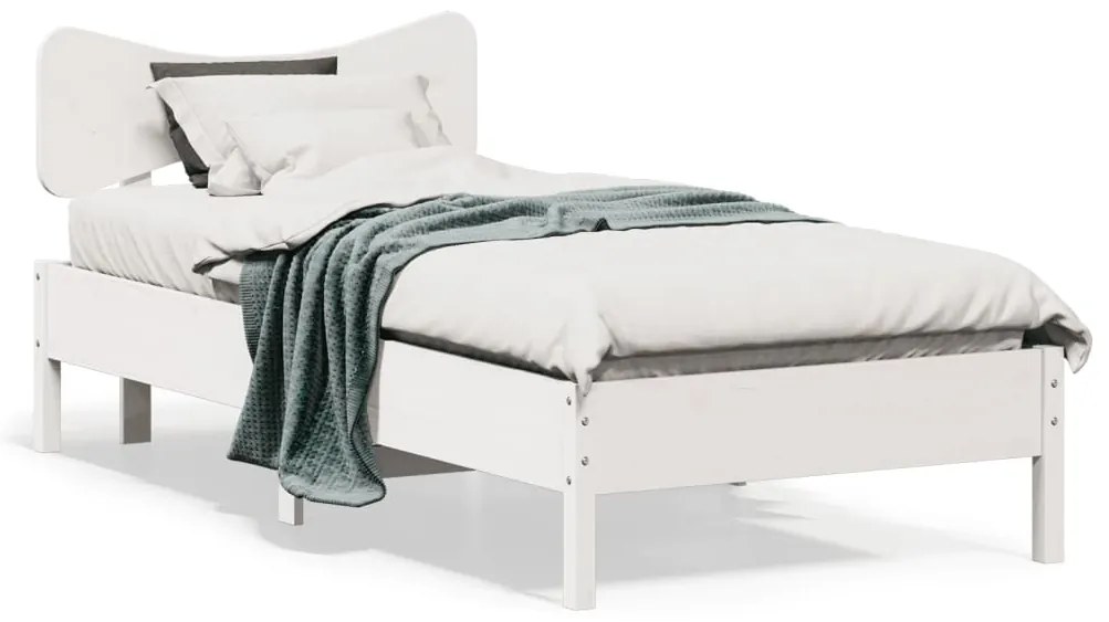 Cama sem colchão 90x200 cm madeira de pinho maciça branco