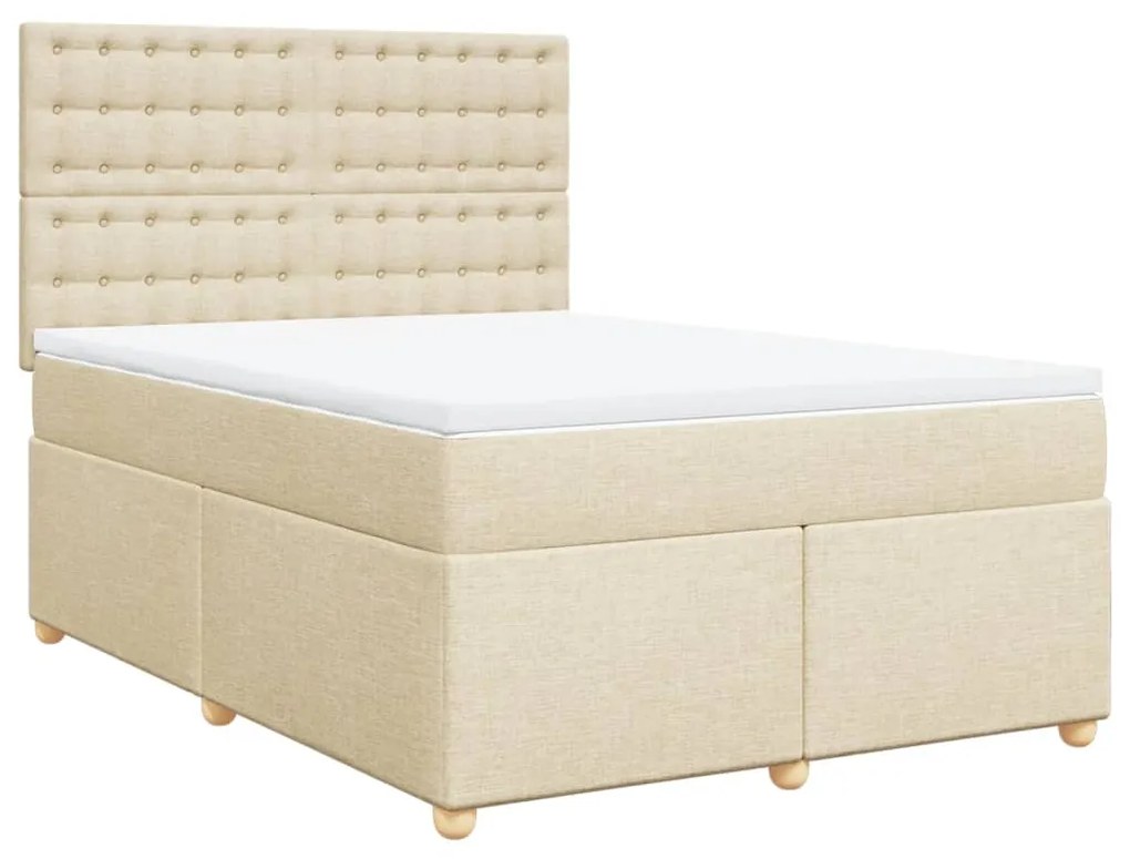 Cama com molas/colchão 140x200 cm tecido cor creme