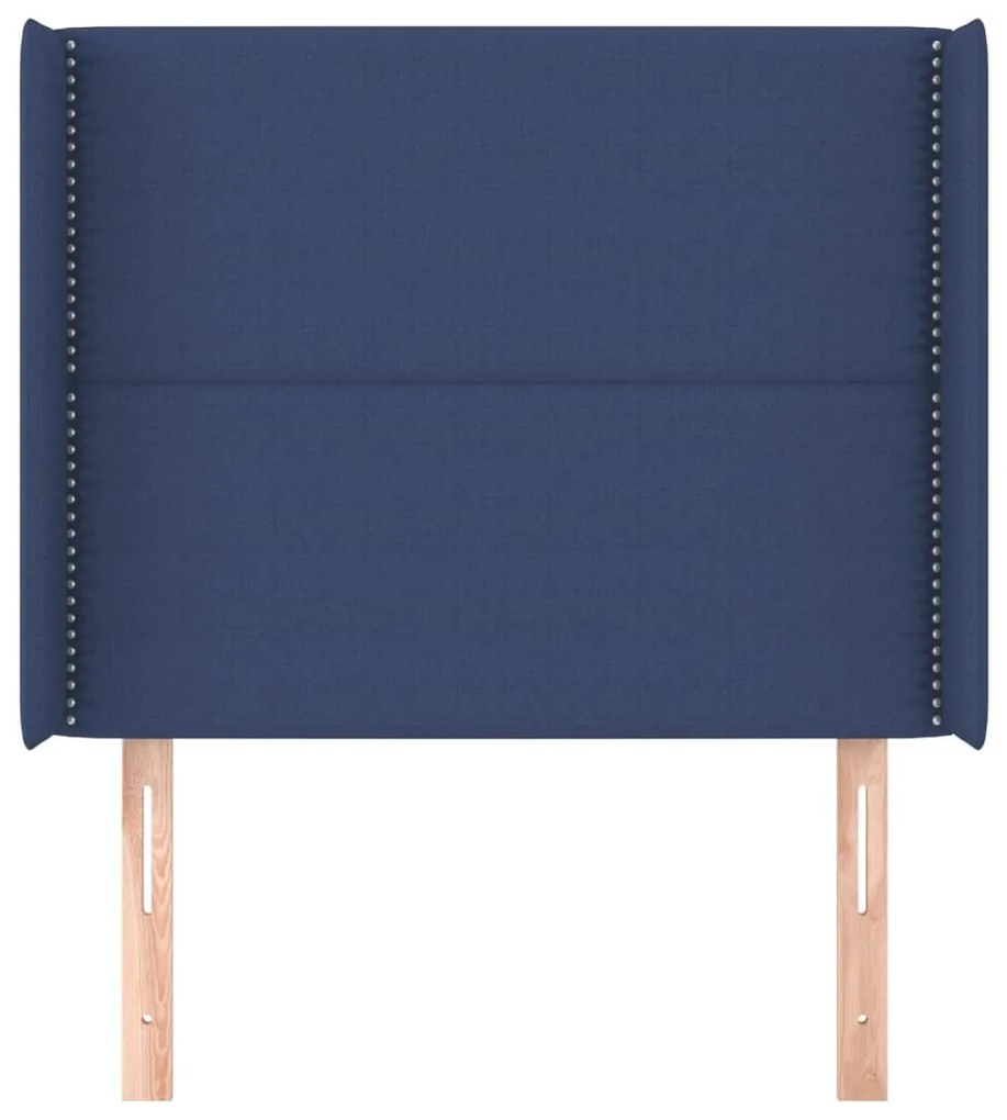 Cabeceira de cama c/ abas tecido 103x16x118/128 cm azul