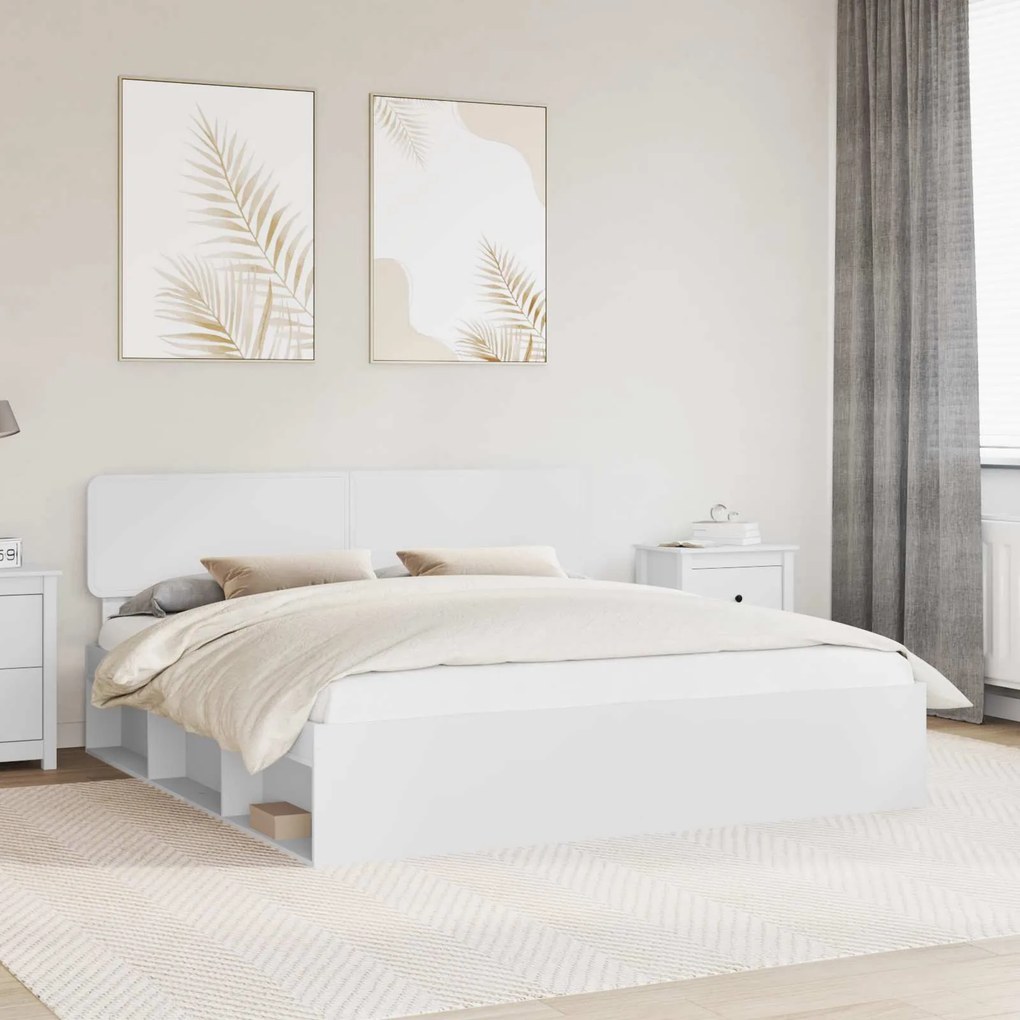vidaXL Estrutura da Cama com cabeceira Branco 200 x 200 cm