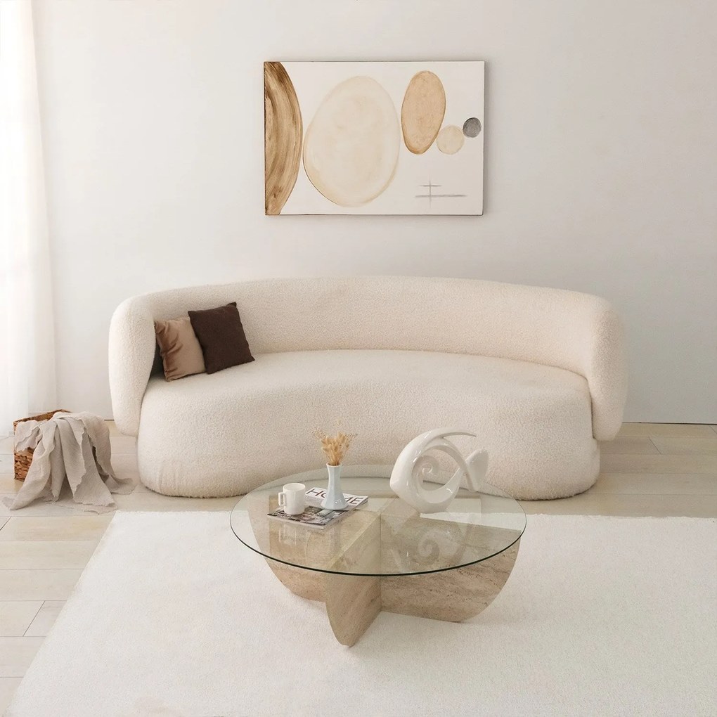 Mesa de Centro Lily – Travertino – Diâmetro 90 cm Altura 30 cm