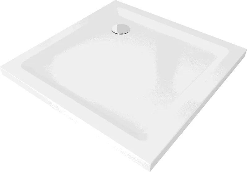 Mexen Flat base de duche quadrada slim 80 x 80 cm, branco, sifão cromado - 40108080