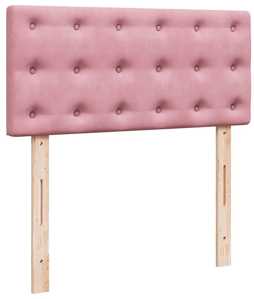 Estrutura de cama otomana com colchão rosa 90x200cm veludo