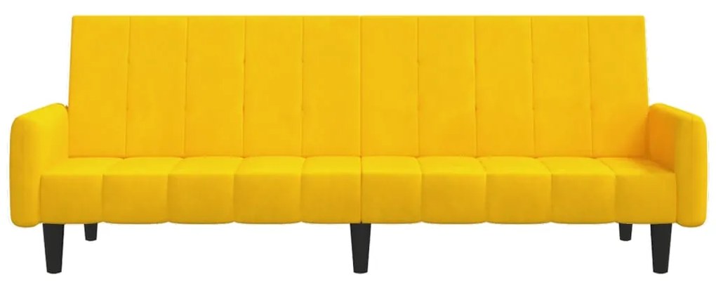 Sofá-cama de 2 lugares veludo amarelo