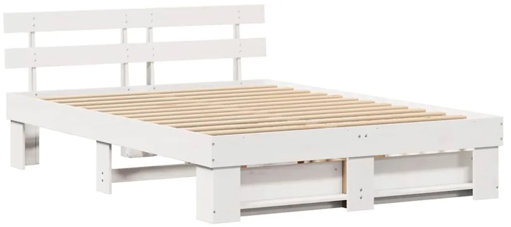 Estrutura da Cama Branco 140 x 200 cm Madeira de Pinheiro