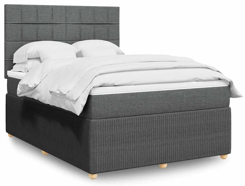 Cama com molas/colchão 140x200 cm tecido cinzento-escuro