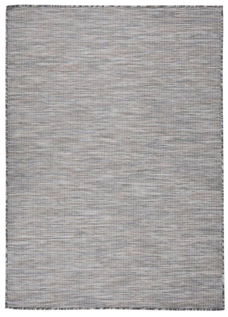 Tapete de tecido plano p/ exterior 200x280 cm castanho e azul