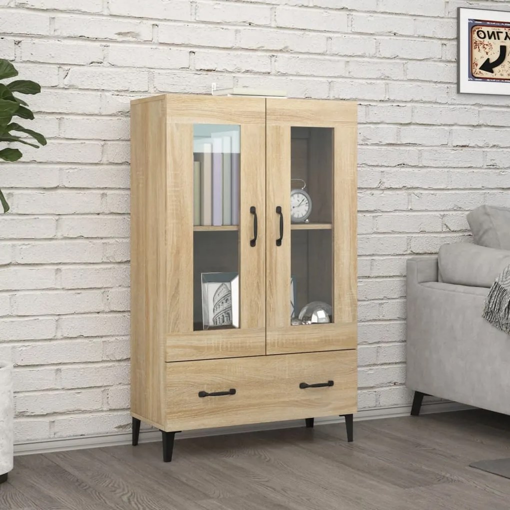 Vitrine Valquiria com Gaveta de 115 cm - Carvalho - Design Nórdico