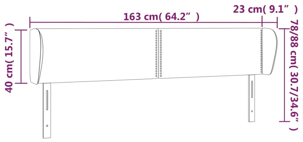 Cabeceira de cama c/ abas veludo 163x23x78/88cm azul-escuro