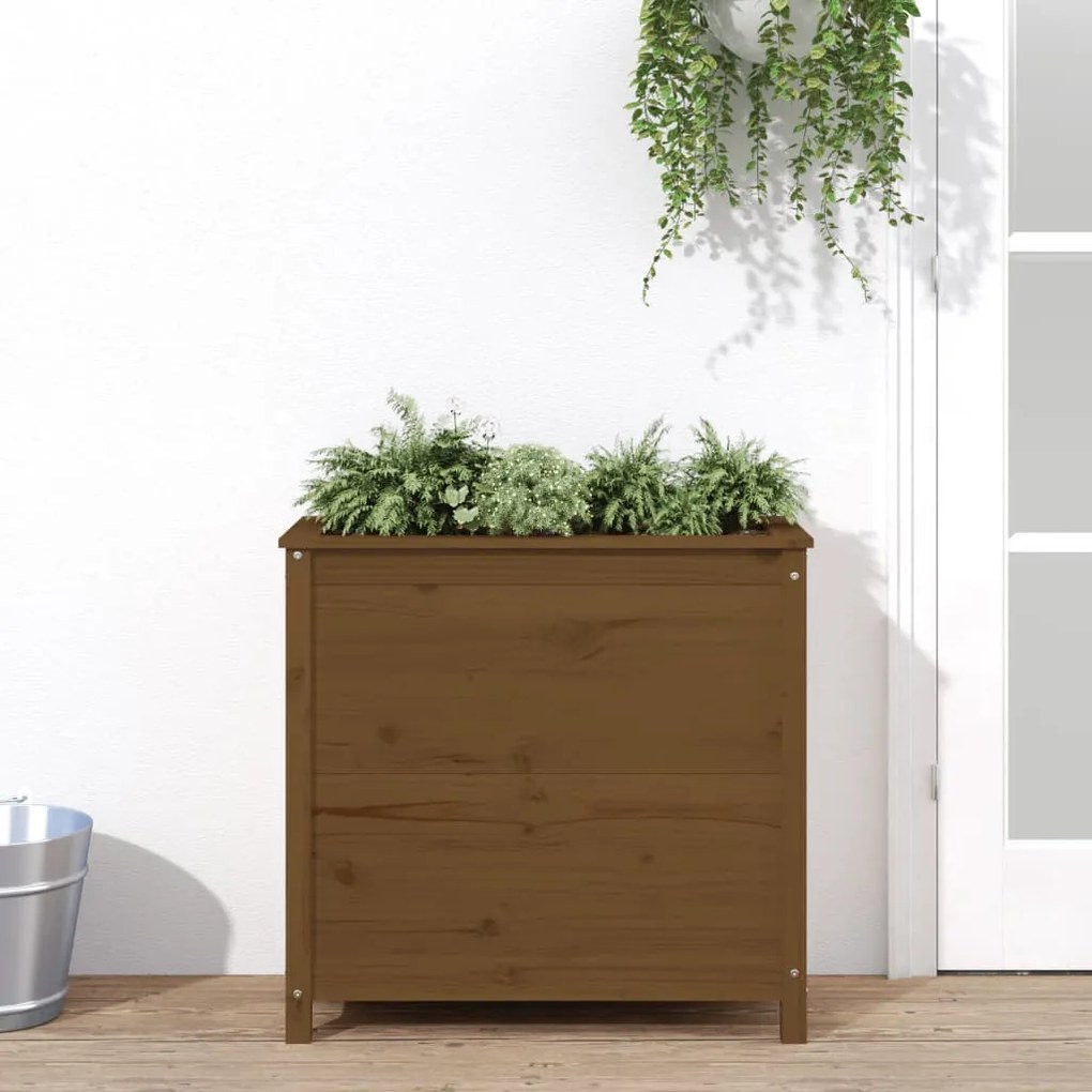 vidaXL Vaso/floreira de jardim 82,5x40x78 cm pinho maciço castanho-mel