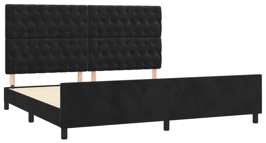 Estrutura de cama sem colchão 200x200 cm veludo preto