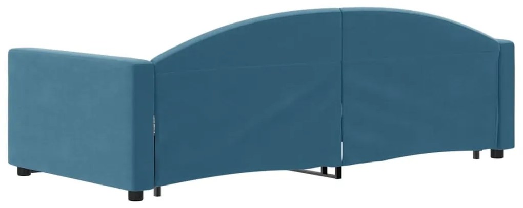Sofá-cama com gavetão 90x200 cm veludo azul