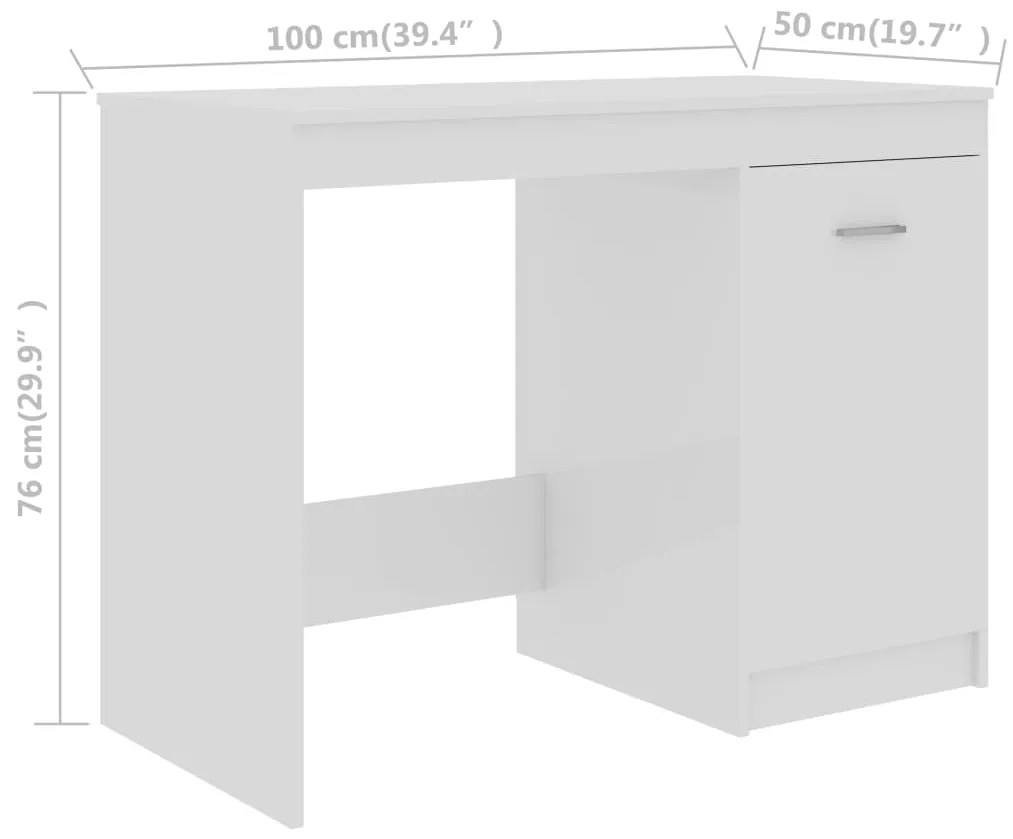 Secretária 100x50x76 cm derivados de madeira branco brilhante