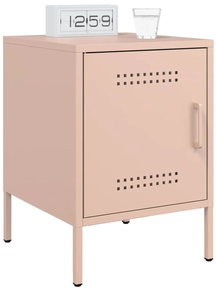 Mesas de cabeceira 2 pcs 36x39x50,5 cm aço rosa