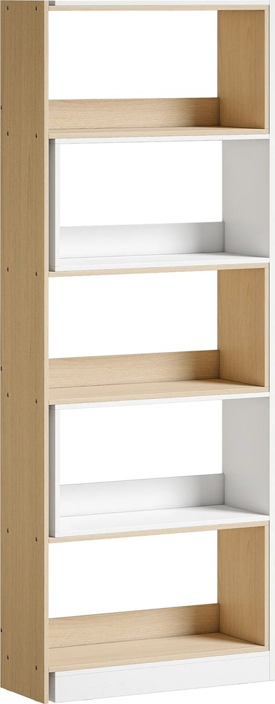 HOMCOM Estante Expansível 5 Níveis Estante para Livros Giratória 350° Largura Ajustável Convertível em L Reta ou Compacta 111,5x23,8x163,7 cm Madeira e Branco | Aosom Portugal