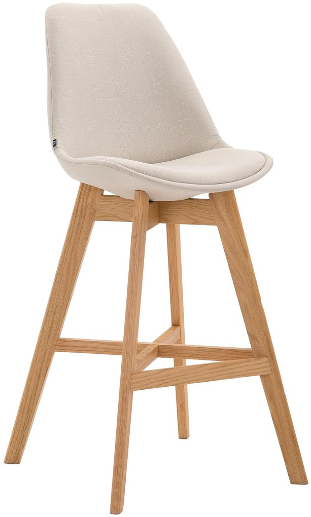 Banco de bar Cannes em tecido e com estrutura de Cor Natural 48 x 112 x 56 cm Creme