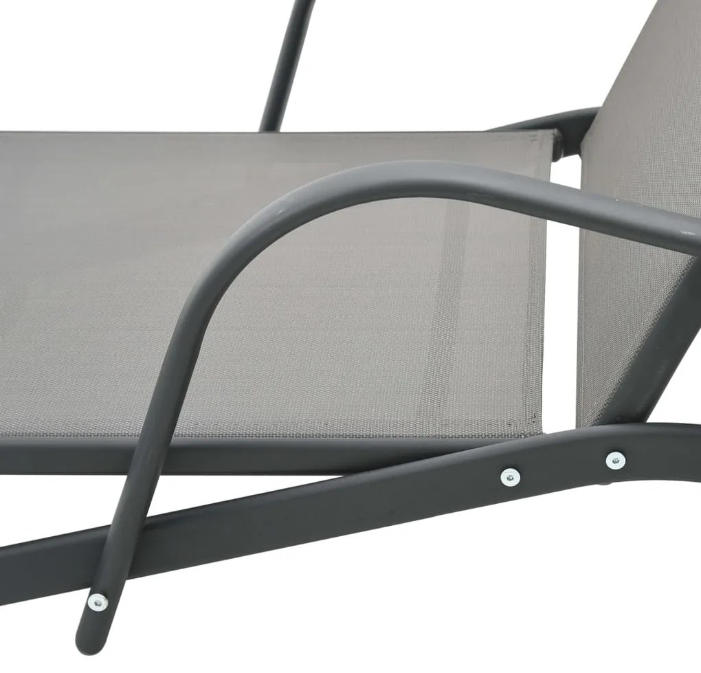 Espreguiçadeiras com mesa 2 pcs textilene e aço