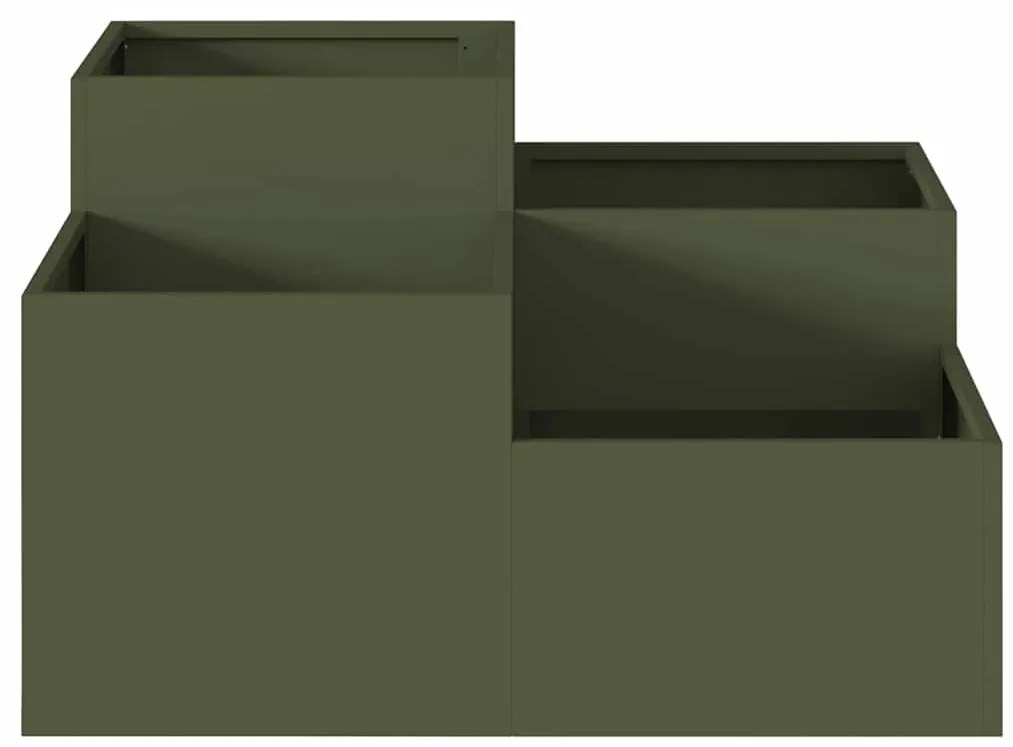 Jardineira vidaXL 80x80x48 cm Verde Oliva Aço