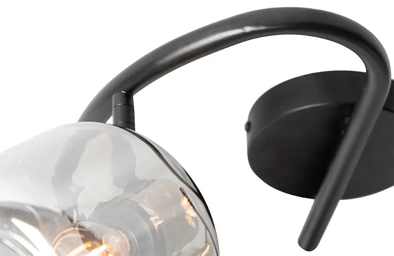 Foco de teto preto com vidro fumê redondo 3 luzes - Zuzanna Moderno